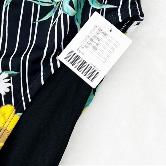 NWT Urban Outfitters Out From Under Floral Striped Strappy One Piece Swimsuit - Picture 4 of 7